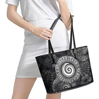 Hawaiian Piko Leather Tote Bag Cultural Anchor Connect Your Roots Ocean Waves