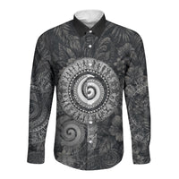 Hawaiian Piko Long Sleeve Button Shirt Cultural Anchor Connect Your Roots Ocean Waves