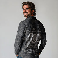 Hawaiian Piko Long Sleeve Polo Shirt Cultural Anchor Connect Your Roots Ocean Waves