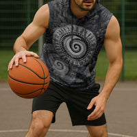 Hawaiian Piko Sleeveless Hoodie Cultural Anchor Connect Your Roots Ocean Waves