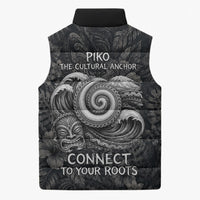 Hawaiian Piko Sleeveless Puffer Jacket Cultural Anchor Connect Your Roots Ocean Waves