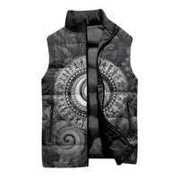 Hawaiian Piko Sleeveless Puffer Jacket Cultural Anchor Connect Your Roots Ocean Waves