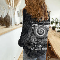 Hawaiian Piko Women Casual Shirt Cultural Anchor Connect Your Roots Ocean Waves