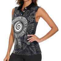 Hawaiian Piko Women Sleeveless Polo Shirt Cultural Anchor Connect Your Roots Ocean Waves
