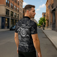 Hawaiian Piko Zipper Polo Shirt Cultural Anchor Connect Your Roots Ocean Waves