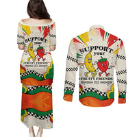 Support Your Fruity Friends Love Wins Gay Pride Couples Matching Puletasi and Long Sleeve Button Shirt LGBTQ Retro 30s Cartoon Checkered TS04 - Polynesian Pride