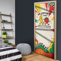 Support Your Fruity Friends Love Wins Gay Pride Door Cover LGBTQ Retro 30s Cartoon Checkered