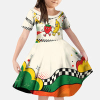 Support Your Fruity Friends Love Wins Gay Pride Kid Short Sleeve Dress LGBTQ Retro 30s Cartoon Checkered TS04 KID White Yellow - Polynesian Pride