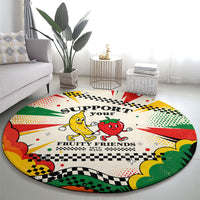 Support Your Fruity Friends Love Wins Gay Pride Round Carpet LGBTQ Retro 30s Cartoon Checkered