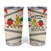 Support Your Fruity Friends Love Wins Gay Pride Tumbler Cup LGBTQ Retro 30s Cartoon Checkered