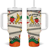 Support Your Fruity Friends Love Wins Gay Pride Tumbler With Handle LGBTQ Retro 30s Cartoon Checkered