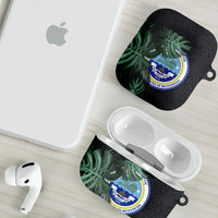 Federated States Of Micronesia AirPods Case FSM Tropical Monstera Leaf Dark Tribal Pattern