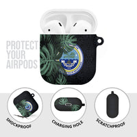 Federated States Of Micronesia AirPods Case FSM Tropical Monstera Leaf Dark Tribal Pattern