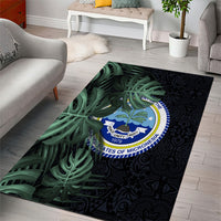 Federated States Of Micronesia Area Rug FSM Tropical Monstera Leaf Dark Tribal Pattern
