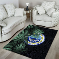 Federated States Of Micronesia Area Rug FSM Tropical Monstera Leaf Dark Tribal Pattern