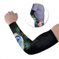 Federated States Of Micronesia Arm Sleeves FSM Tropical Monstera Leaf Dark Tribal Pattern
