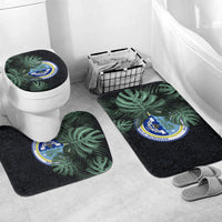 Federated States Of Micronesia Bathroom Set FSM Tropical Monstera Leaf Dark Tribal Pattern