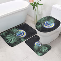 Federated States Of Micronesia Bathroom Set FSM Tropical Monstera Leaf Dark Tribal Pattern