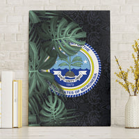Federated States Of Micronesia Canvas Wall Art FSM Tropical Monstera Leaf Dark Tribal Pattern