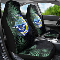 Federated States Of Micronesia Car Seat Cover FSM Tropical Monstera Leaf Dark Tribal Pattern