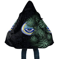 Federated States Of Micronesia Cloak FSM Tropical Monstera Leaf Dark Tribal Pattern