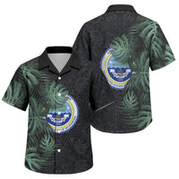 Federated States Of Micronesia Family Matching Short Sleeve Bodycon Dress and Hawaiian Shirt FSM Tropical Monstera Leaf Dark Tribal Pattern