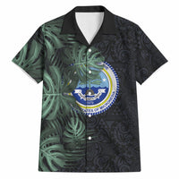 Federated States Of Micronesia Hawaiian Shirt FSM Tropical Monstera Leaf Dark Tribal Pattern
