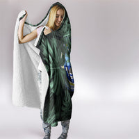 Federated States Of Micronesia Hooded Blanket FSM Tropical Monstera Leaf Dark Tribal Pattern