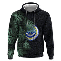 Federated States Of Micronesia Hoodie FSM Tropical Monstera Leaf Dark Tribal Pattern