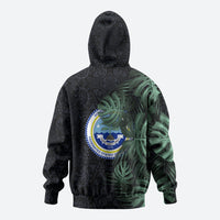 Federated States Of Micronesia Hoodie FSM Tropical Monstera Leaf Dark Tribal Pattern