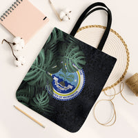 Federated States Of Micronesia Tote Bag FSM Tropical Monstera Leaf Dark Tribal Pattern