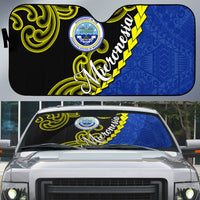 Federated States Of Micronesia FSM Auto Sun Shade Pacific Islander Tribal Swirl Geometric Pattern