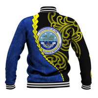 Federated States Of Micronesia FSM Baseball Jacket Pacific Islander Tribal Swirl Geometric Pattern