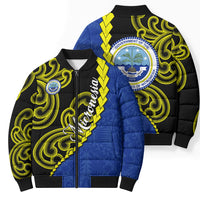 Federated States Of Micronesia FSM Bomber Puffer Jacket Pacific Islander Tribal Swirl Geometric Pattern