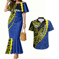 Federated States Of Micronesia FSM Couples Matching Mermaid Dress and Hawaiian Shirt Pacific Islander Tribal Swirl Geometric Pattern