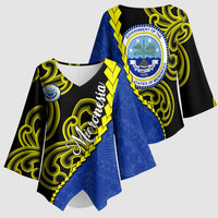 Federated States Of Micronesia FSM Kimono Sleeve Blouse Pacific Islander Tribal Swirl Geometric Pattern