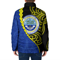 Federated States Of Micronesia FSM Padded Jacket Pacific Islander Tribal Swirl Geometric Pattern