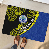 Federated States Of Micronesia FSM Rubber Doormat Pacific Islander Tribal Swirl Geometric Pattern