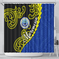 Federated States Of Micronesia FSM Shower Curtain Pacific Islander Tribal Swirl Geometric Pattern