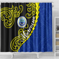 Federated States Of Micronesia FSM Shower Curtain Pacific Islander Tribal Swirl Geometric Pattern