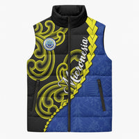 Federated States Of Micronesia FSM Sleeveless Puffer Jacket Pacific Islander Tribal Swirl Geometric Pattern