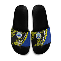Federated States Of Micronesia FSM Slide Sandals Pacific Islander Tribal Swirl Geometric Pattern
