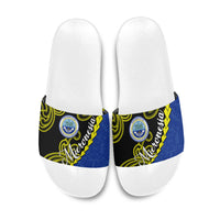 Federated States Of Micronesia FSM Slide Sandals Pacific Islander Tribal Swirl Geometric Pattern
