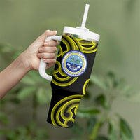 Federated States Of Micronesia FSM Tumbler With Handle Pacific Islander Tribal Swirl Geometric Pattern