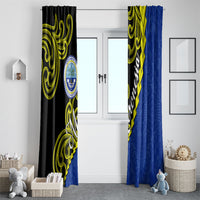 Federated States Of Micronesia FSM Window Curtain Pacific Islander Tribal Swirl Geometric Pattern