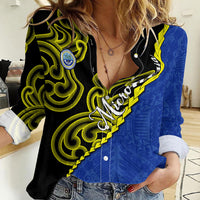 Federated States Of Micronesia FSM Women Casual Shirt Pacific Islander Tribal Swirl Geometric Pattern