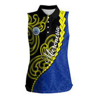 Federated States Of Micronesia FSM Women Sleeveless Polo Shirt Pacific Islander Tribal Swirl Geometric Pattern