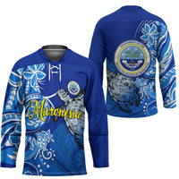 Micronesia Sea Turtle Hockey Jersey Federated States Of Micronesia Tribal Floral Pattern