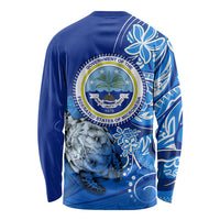 Micronesia Sea Turtle Long Sleeve Shirt Federated States Of Micronesia Tribal Floral Pattern