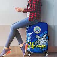 Micronesia Sea Turtle Luggage Cover Federated States Of Micronesia Tribal Floral Pattern